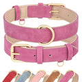 Didog Soft Padded Leather Dog Collar Adjustable Dog Collars for Small Dogs Heavy Duty Small Dog Collar Leather with Metal Buckle and D Ring Hot PinkS